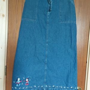 Disney Mickey Mouse Embroidered Women's Denim Jean Skirt